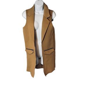 Topshop Tan Sleeveless Blazer